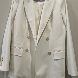 Donna Karan Ivory Double-Breasted Blazer